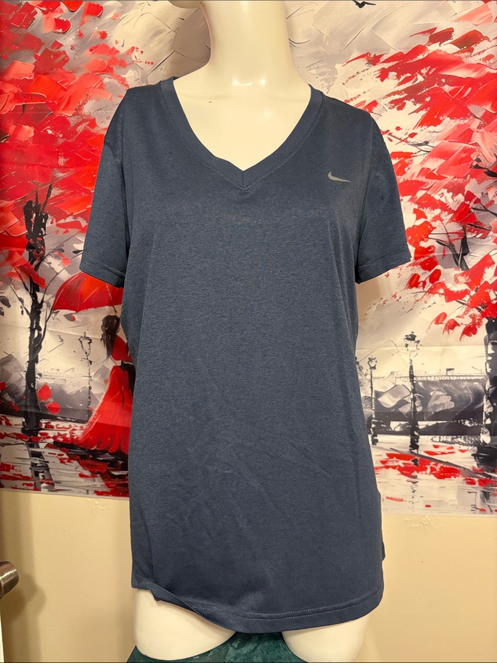 Nike Women's Short-Sleeve V-Neck Tee in Charcoal Gray